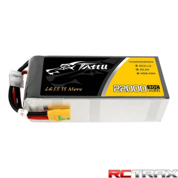 Tattu 22000mAh 22.2V 30C 6S1P Lipo Battery Pack with XT90-S plug