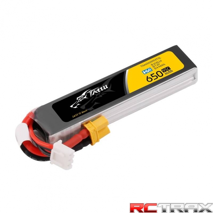 Tattu 2s 650mAh 95C 7.6V HV Lipo Battery with XT30 Long-Pack