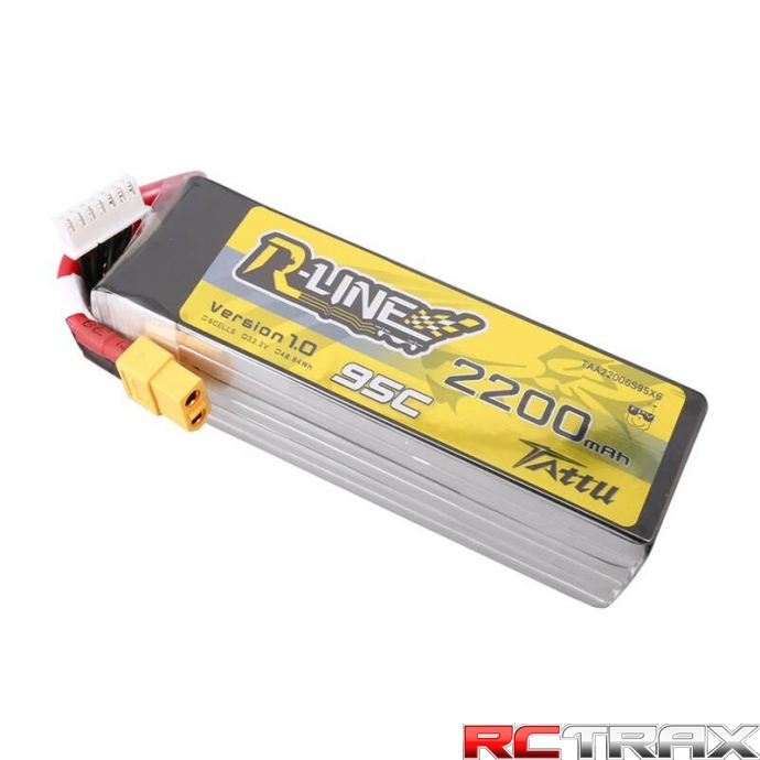 Tattu R-Line 22.2V 2200mAh 6S 95C Lipo Battery with XT60 Plug