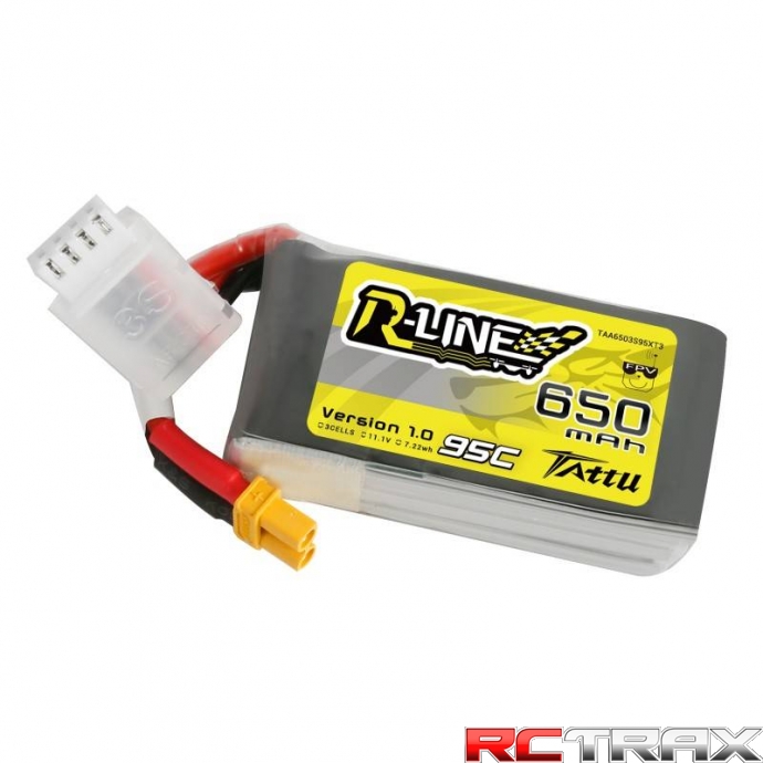 Tattu R-Line 650mAh 11.1V 95C 3S1P XT30 Lipo Battery