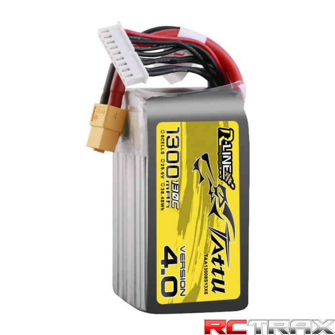 Tattu R-Line Version 4.0 1300mAh 29.6V 130C 8S1P Lipo Battery Pack with XT60 Plug