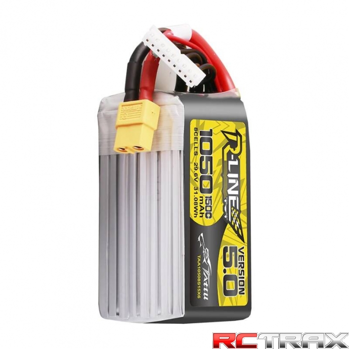 Tattu R-Line Version 5.0 1050mAh 29.6V 8S 150C Lipo Battery Pack with XT60 Plug