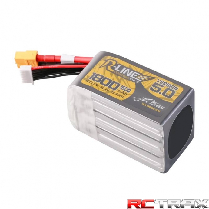 Tattu R-Line Version 5.0 1800mAh 22.2V 150C 6S Lipo Battery Pack with XT60 Plug