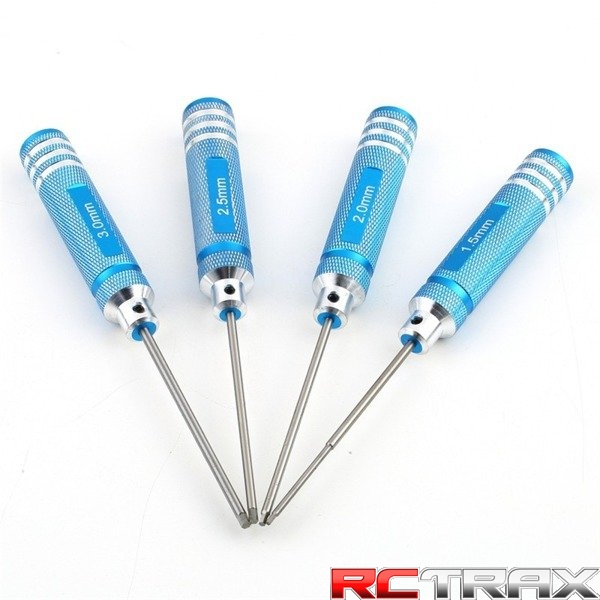 Zestaw kluczy HEX 1.5 & 2.0 & 2.5 & 3.0 x 195mm niebieskie