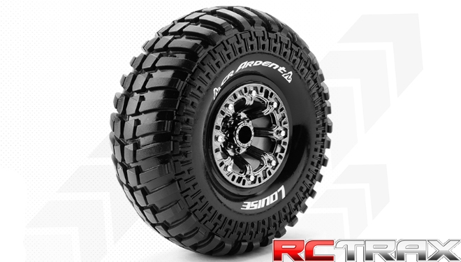 Hex 12mm  Louise RC  CR-ARDENT  1-10 Crawler Tire Set  Mounted  Super Soft  Black Chrome 2.2 Wheels  L-T3237VBC 2szt