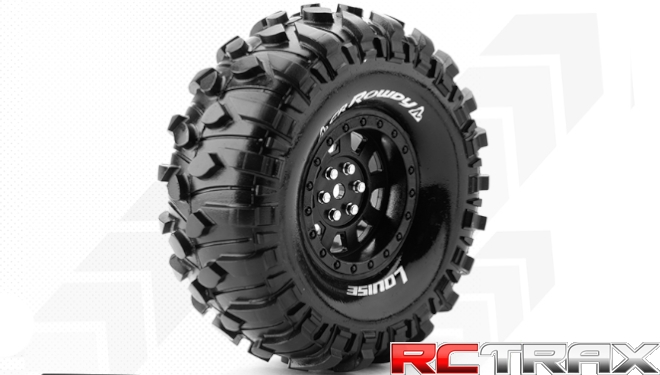 Hex 12mm  Louise RC  CR-ROWDY  1-10 Crawler Tire Set  Mounted  Super Soft  Black 1.9 Wheels  L-T3233VB 2szt
