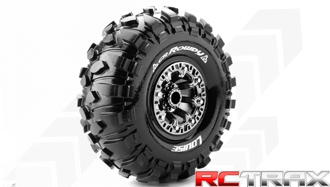 Hex 12mm  Louise RC  CR-ROWDY  1-10 Crawler Tire Set  Mounted  Super Soft  Black Chrome 2.2 Wheels   L-T3238VBC 2szt