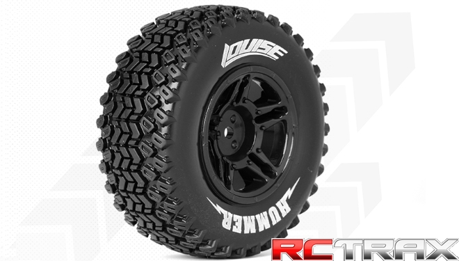 Hex 12mm  Louise RC  SC-HUMMER  1-10 Short Course Tire Set  Mounted Soft  Black Wheels  SLASH 2WD  Front  L-T3224SBTF 2szt