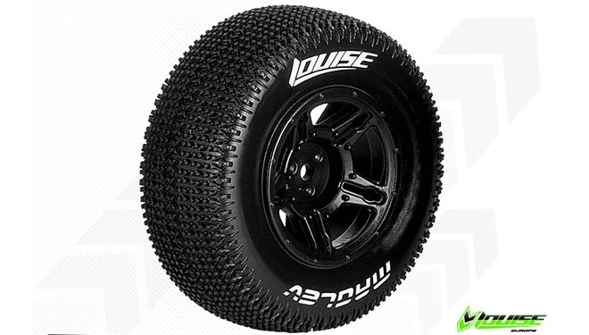 LOUISE Hex 12mm SC-MAGLEV 1-10 Short Course Tire Set Soft Black Wheels SLASH 2WD Front L-T3145SBTF 2szt