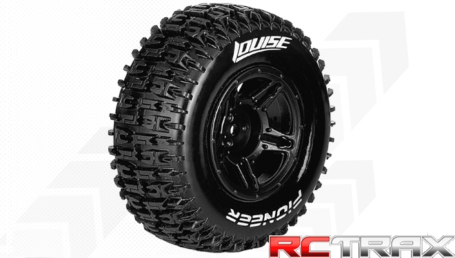 Hex 12mm  Louise RC  SC-PIONEER  1-10 Short Course Tire Set  Mounted  Soft  Black Wheels  SLASH 2WD  Front  L-T3148SBTF 2szt