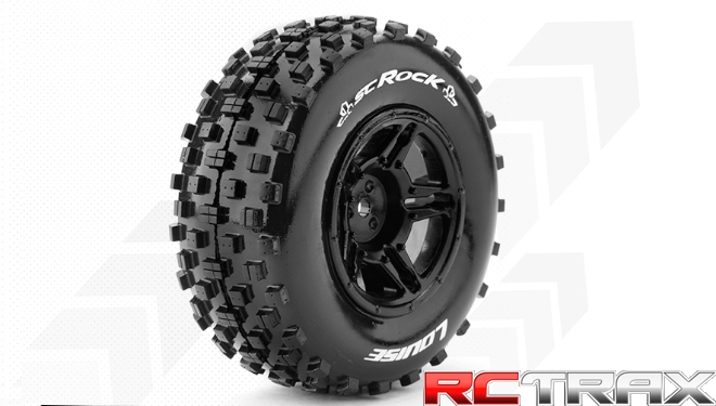 Hex 12mm  Louise RC  SC-ROCK  1-10 Short Course Tire Set  Mounted  Soft  Black Wheels SLASH 2WD  Front  L-T3229SBTF 2szt