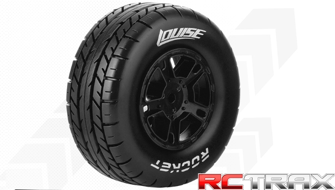 Hex 12mm Louise RC  SC-ROCKET  1-10 Short Course Tire Set  Mounted  Soft  Black Wheels  SLASH 2WD  Front  L-T3154SBTF 2szt