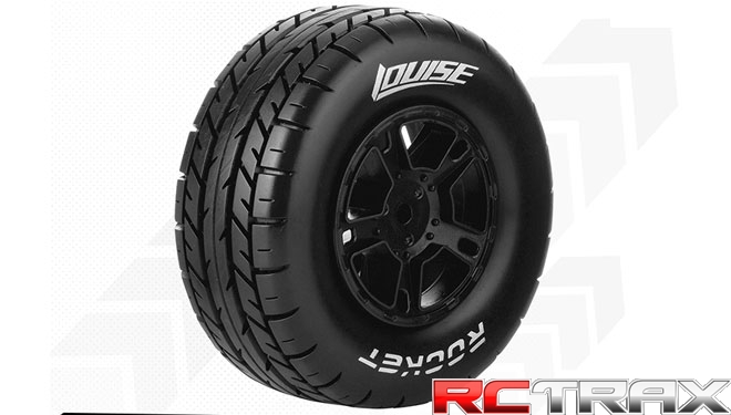 Hex 12mm -Louise RC - SC-ROCKET - 1-10 Short Course Tire Set - Mounted - Soft - Black Wheels -  SLASH 2WD Rear - SLASH 4X4 F/R - L-T3154SBTR