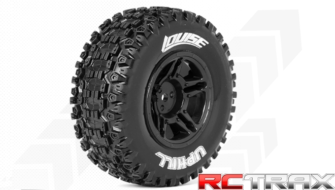 Hex 12mm  Louise RC  SC-UPHILL  1-10 Short Course Tire Set  Mounted  Soft  Black Wheels  SLASH 2WD  Front  L-T3223SBTF 2szt