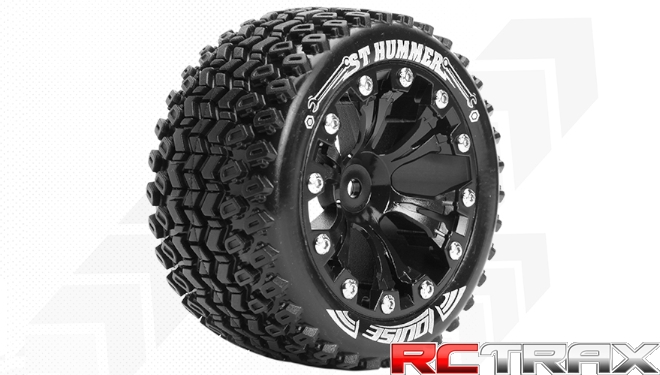 Hex 12mm  Louise RC  ST-HUMMER  1-10 Stadium Truck Tire Set  Mounted  Sport  Black 2.8 Wheels  1/2-Offset  L-T3209SBH 2szt