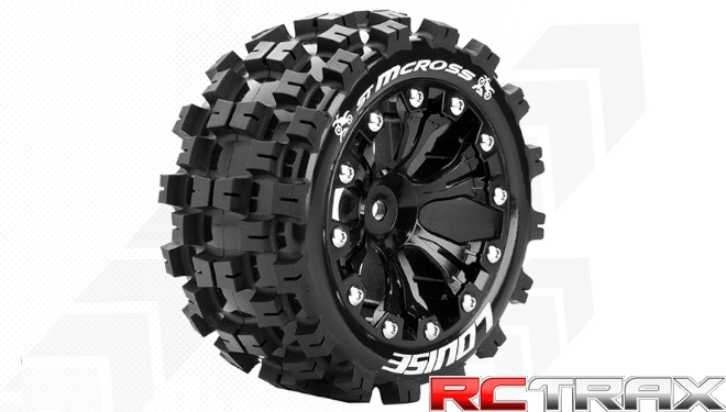Hex 12mm  Louise RC  ST-MCROSS  1-10 Stadium Truck Tire Set  Mounted  Sport  Black 2.8 Wheels  0-Offset  L-T3272SB 2szt