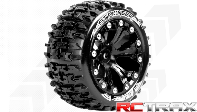 Hex 12mm  Louise RC  ST-PIONEER  1-10 Stadium Truck Tire Set  Mounted  Soft  Black 2.8 Wheels  0-Offset   L-T3227SB 2szt