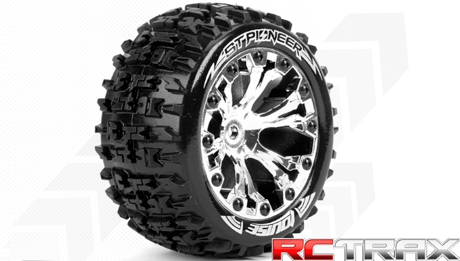 Hex 12mm  Louise RC  ST-PIONEER  1-10 Stadium Truck Tire Set  Mounted  Soft  Chrome 2.8 Wheels  0-Offset  L-T3227SC 2szt