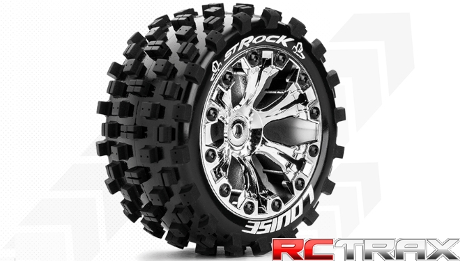Hex 12mm  Louise RC  ST-ROCK  1-10 Stadium Truck Tire Set  Mounted  Sport  Chrome 2.8 Wheels  0-Offset  L-T3273SC 2szt
