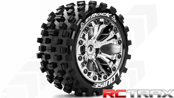 Hex 12mm  Louise RC  ST-ROCK  1-10 Stadium Truck Tire Set  Mounted  Sport  Chrome 2.8 Wheels  1/2-Offset  L-T3273SCH 2szt