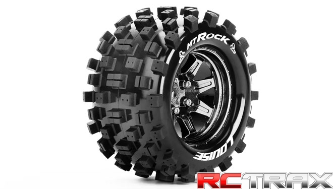 Hex 14mm Louise RC MT-ROCK 1-10 Monster Truck Tire Set Mounted Sport Black Chrome 2.8 Wheels L-T3275SBCM