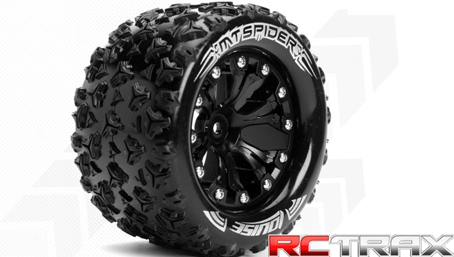 Hex 14mm Louise RC MT-SPIDER 1-10 Monster Truck Tire Set Mounted Sport Black 2.8 Wheels L-T3203SBM 2 szt