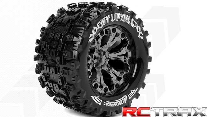 Hex 14mm Louise RC MT-UPHILL 1-10 Monster Truck Tire Set Mounted Sport Black Chrome 2.8 Wheels L-T3204SBCM 2 szt.