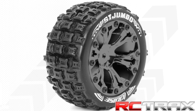 Hex 14mm  Louise RC  ST-JUMBO  1-10 Stadium Truck Tire Set  Mounted  Sport  Black Chrome 2.8 Wheels   L-T3210SBCM 2szt