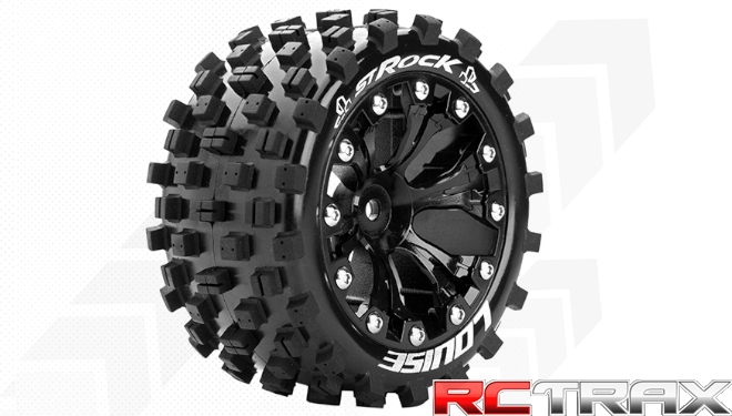 Hex 14mm  Louise RC  ST-ROCK  1-10 Stadium Truck Tire Set  Mounted  Sport  Black 2.8 Wheels  L-T3273SBM 2szt