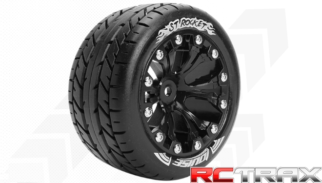 Hex 14mm  Louise RC  ST-ROCKET  1-10 Stadium Truck Tire Set  Mounted  Sport  Black 2.8 Wheels  L-T3208SBM 2szt