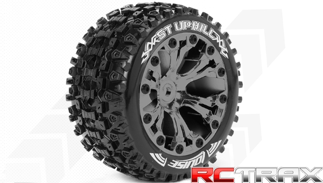 Hex 14mm  Louise RC  ST-UPHILL  1-10 Stadium Truck Tire Set  Mounted  Sport  Black Chrome 2.8 Wheels   L-T3211SBCM 2szt