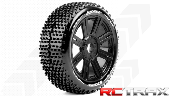 Hex 17mm  Louise RC  B-HORNET  1-8 Buggy Tire Set  Mounted  Soft  Black Spoke Wheels   L-T3150SB 2szt
