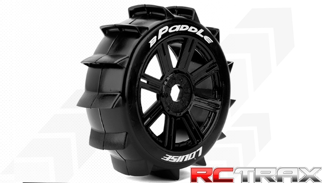 Hex 17mm  Louise RC  B-PADDLE  1-8 Buggy Tire Set  Mounted  Soft  Black Spoke Wheels  L-T3249SB 2szt