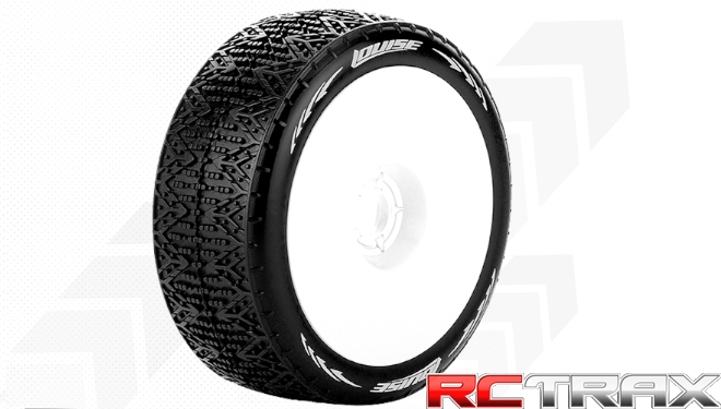 Hex 17mm  Louise RC  B-PHANTOM  1-8 Buggy Tire Set  Mounted  Super Soft  White Wheels   L-T3152VW 2szt