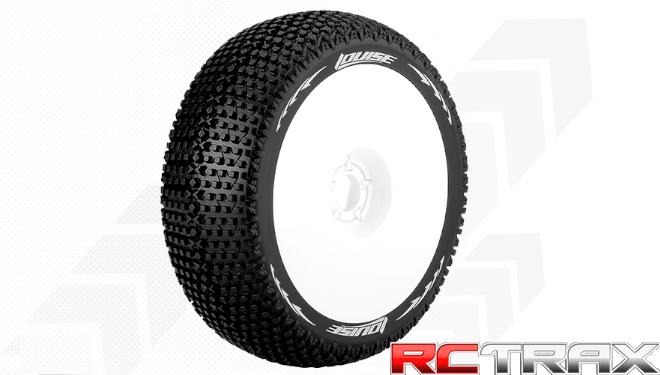 Hex 17mm  Louise RC  B-TURBO  1-8 Buggy Tire Set  Mounted  Soft  White Wheels  L-T3104SW 2szt