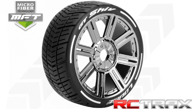 Hex 17mm  Louise RC  MFT  GT-SHIV  1-8 Buggy Tire Set  Mounted  Soft  Black Chrome Spoke Wheels   LR-T3284SBC 2 szt