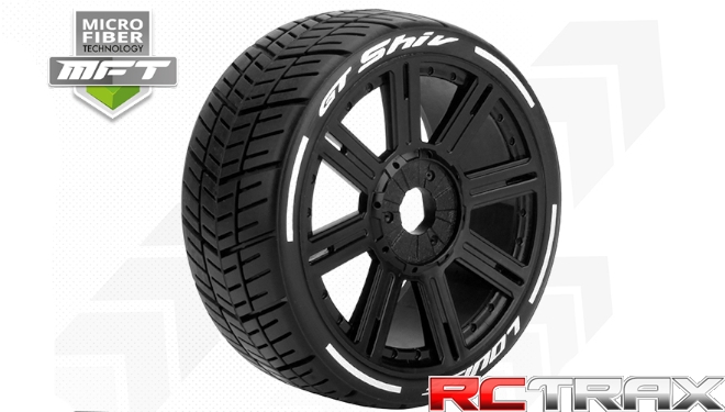 Hex 17mm  Louise RC  MFT  GT-SHIV  1-8 Buggy Tire Set  Mounted  Super Soft  Black Spoke Wheels  L-T3284VB 2szt