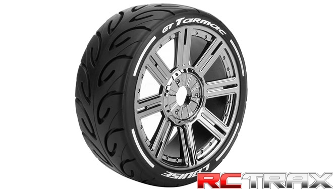 Hex 17mm - Louise RC - MFT - GT-TARMAC - 1-8 Buggy Tire Set - Mounted - Soft - Black Chrome Spoke Wheels - L-T3285SBC