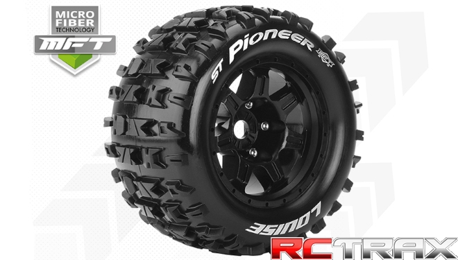 Hex 17mm  Louise RC  MFT  ST-PIONEER  1-8 Stadium Truck Tire Set  Mounted  Sport  Black 3.8 Bead Style Wheels  0-Offset  L-T3325B 2szt