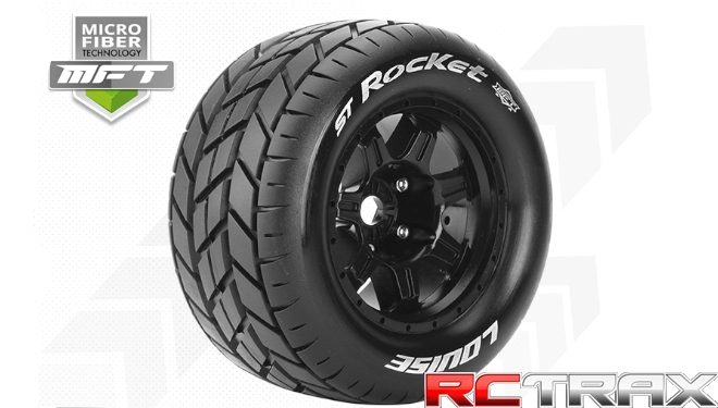 Hex 17mm  Louise RC  MFT  ST-ROCKET  1-8 Stadium Truck Tire Set  Mounted  Sport  Black 3.8 Bead Style Wheels  0-Offset  L-T3324B 2szt