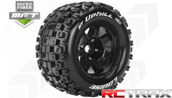 Hex 17mm  Louise RC  MFT  ST-UPHILL  1-8 Stadium Truck Tire Set  Mounted  Sport  Black 3.8 Bead Style Wheels  0-Offset  L-T3326B 2szt