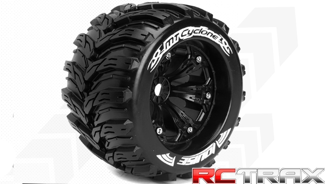 Hex 17mm  Louise RC  MT-CYCLONE  1-8 Monster Truck Tire Set  Mounted  Sport  Felgen 3.8 Schwarz  1/2-Offset  L-T3220BH 2szt