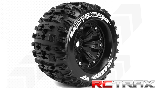 Hex 17mm  Louise RC  MT-PIONEER  1-8 Monster Truck Tire Set  Mounted  Sport  Felgen 3.8 Schwarz  1/2-Offset   L-T3218BH 2szt