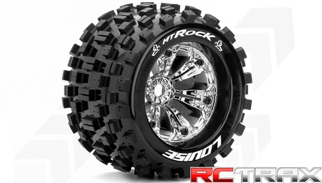Hex 17mm  Louise RC  MT-ROCK  1-8 Monster Truck Tire Set  Mounted  Sport  Felgen 3.8 Chrom  0-Offset   L-T3277C 2szt
