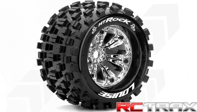 Hex 17mm  Louise RC  MT-ROCK  1-8 Monster Truck Tire Set  Mounted  Sport  Felgen 3.8 Chrom  1/2-Offset  L-T3277CH 2szt