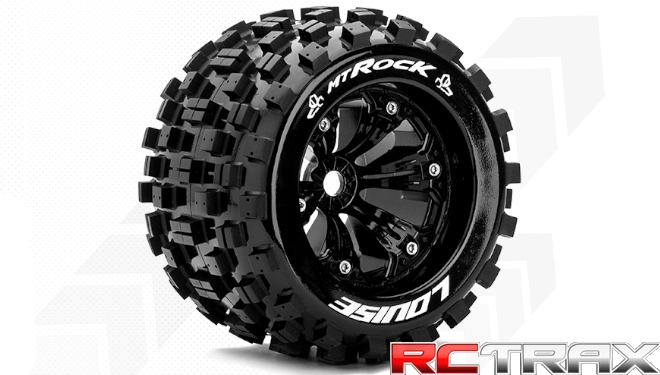 Hex 17mm  Louise RC  MT-ROCK  1-8 Monster Truck Tire Set  Mounted  Sport  Felgen 3.8 Schwarz  0-Offset   L-T3277B 2szt