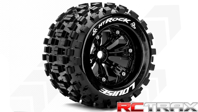 Hex 17mm  Louise RC  MT-ROCK  1-8 Monster Truck Tire Set  Mounted  Sport  Felgen 3.8 Schwarz  1/2-Offset  L-T3277BH 2szt