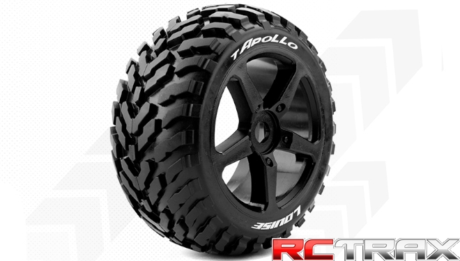 Hex 17mm  Louise RC  T-APOLLO  1-8 Truggy Tire Set  Mounted  Soft  Black Spoke Wheels  0-Offset  L-T3252SB 2szt