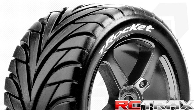 Hex 17mm Louise RC T ROCKET 1 8 Truggy Tire Set Mounted Soft Black Chrome Spoke Wheels 0 Offset L T3250SBC 2szt Sklep RCTRAX