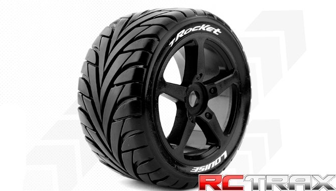 Hex 17mm  Louise RC  T-ROCKET  1-8 Truggy Tire Set  Mounted  Soft  Black Spoke Wheels  0-Offset  L-T3250SB 2szt
